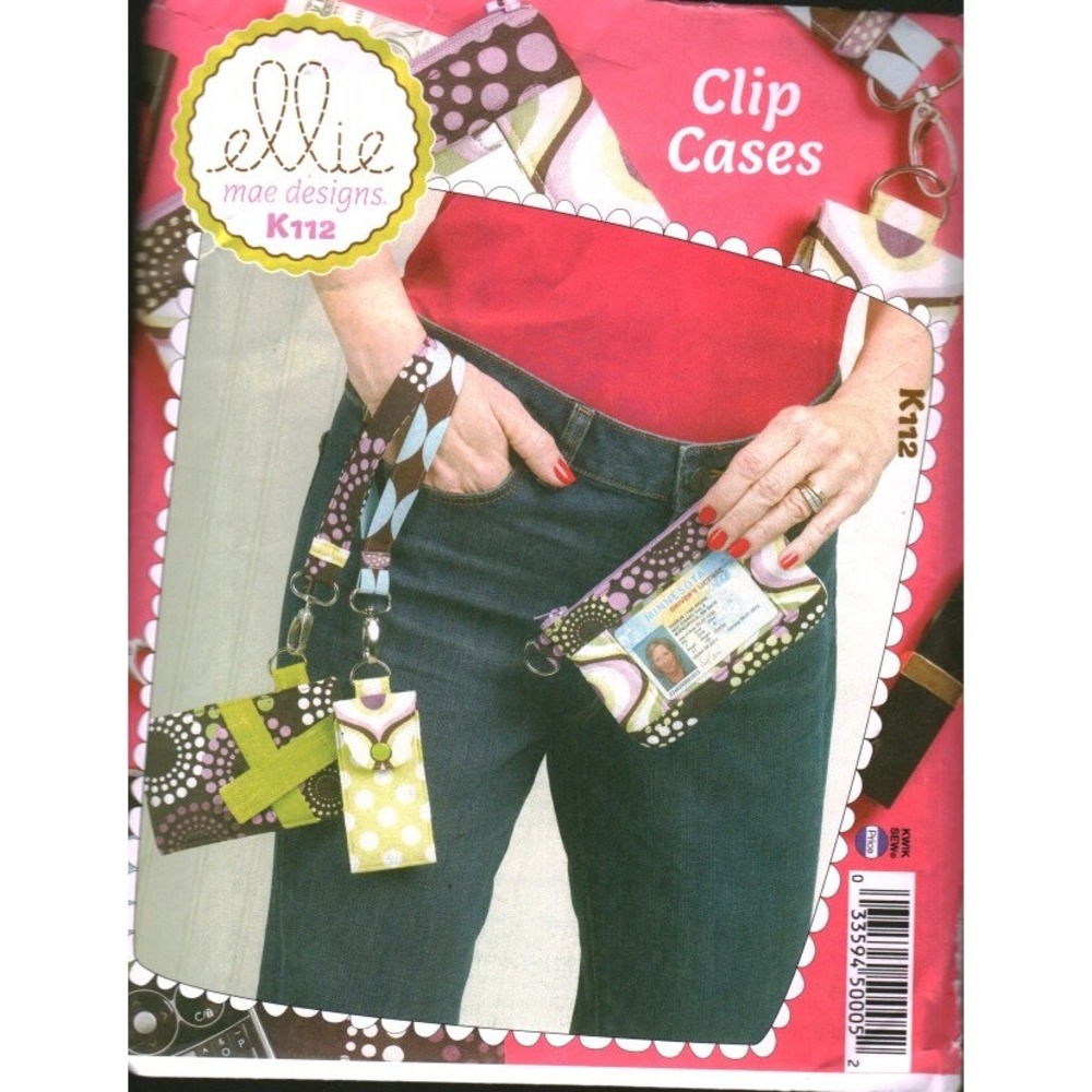 Ellie Mae Designs K112 Clip Cases Sewing Pattern Kwik Sew ID Clutch Wristlet